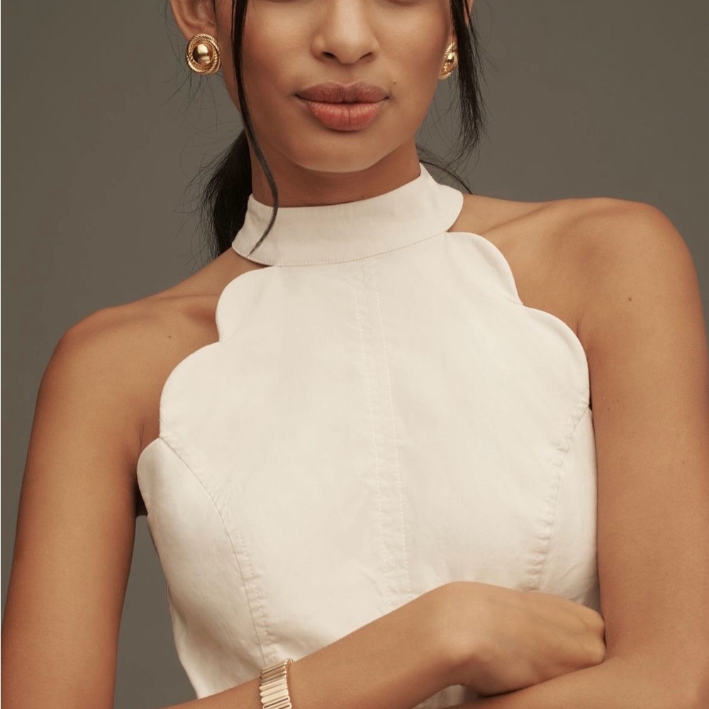 By Anthropologie Scallop Halter Romper Brand New with Tags - Picture 4 of 9